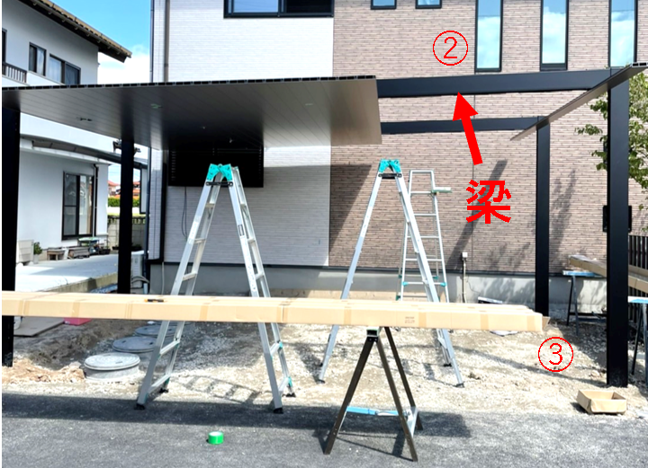 江津市で施工したカーポートのある駐車スペース