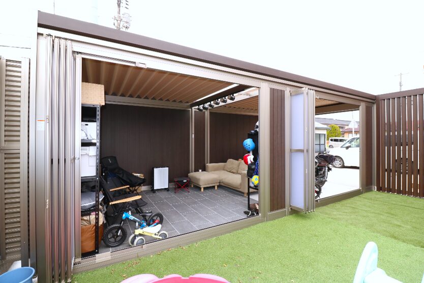 江津市 外構工事 趣味スペースとして活用できるガレージ