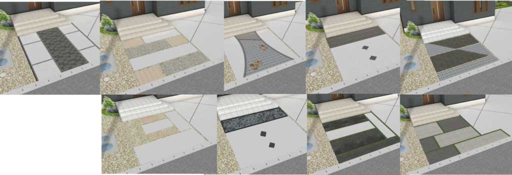 江津市 エクステリア施工 デザイン性の高い玄関前アプローチ」